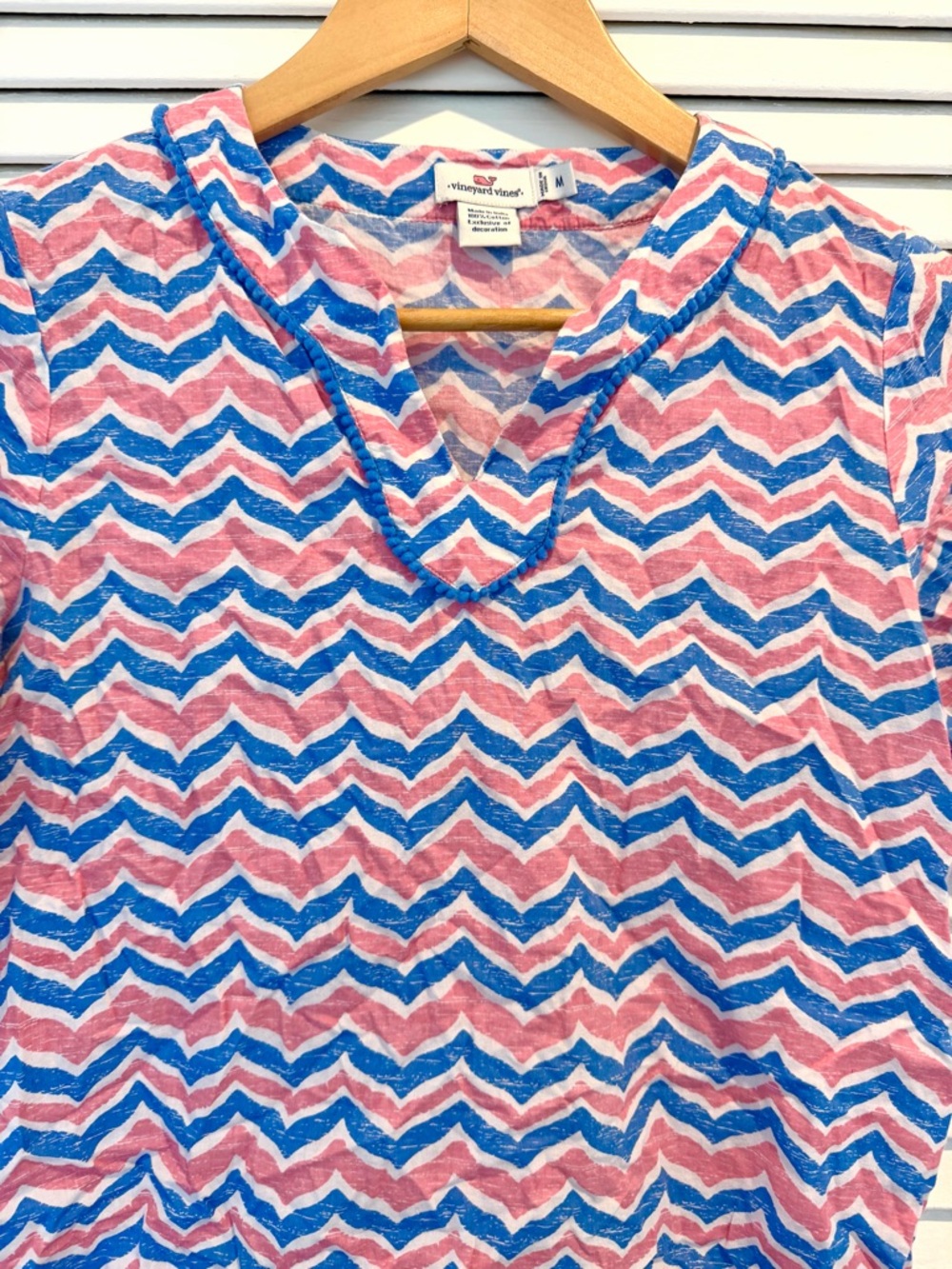 Vineyard Vine Whale Tail Print Swimsuit Coverup Girls Sz Medium Red White Blue